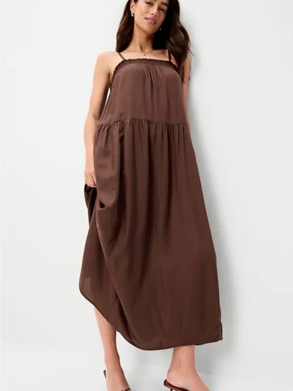 Old Navy Brown Maxi Dress with Spaghetti Straps
